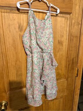Knitworks Light Mint Green Floral Trim Dress (Mint, Pink)